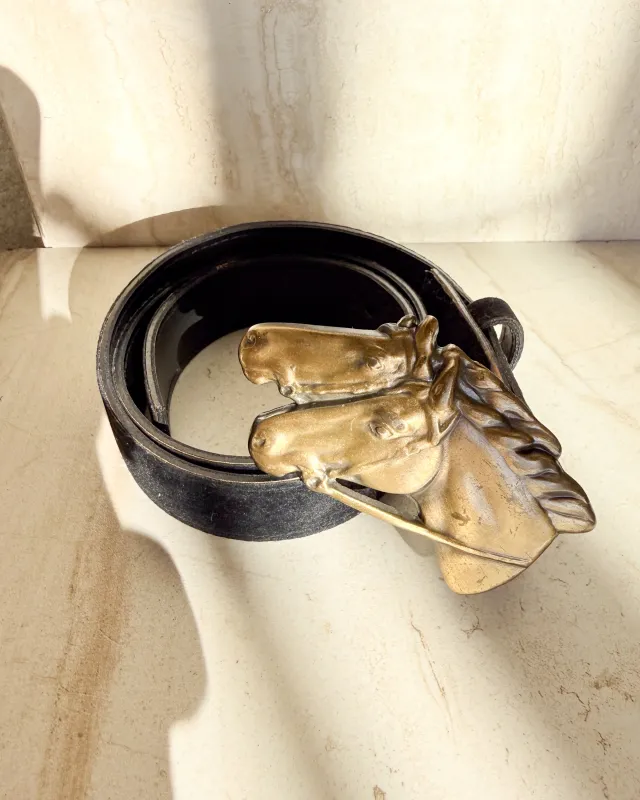 Vintage Double Horsehead XS leather Belt sold by Care Tucker