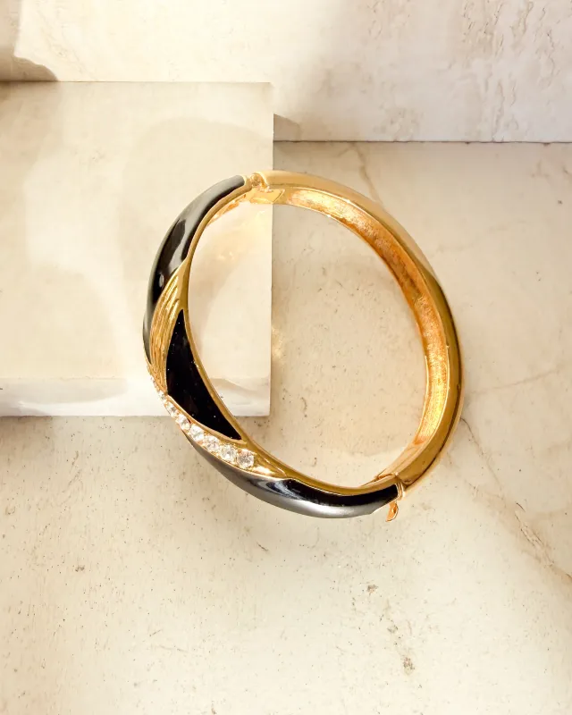 Vintage Gold and Black Cuff Bracelet sold by Care Tucker