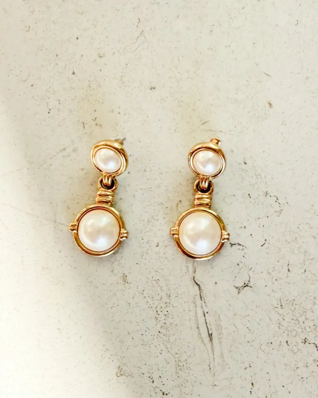 Vintage Pearl Drop Statement Earrings sold by Care Tucker
