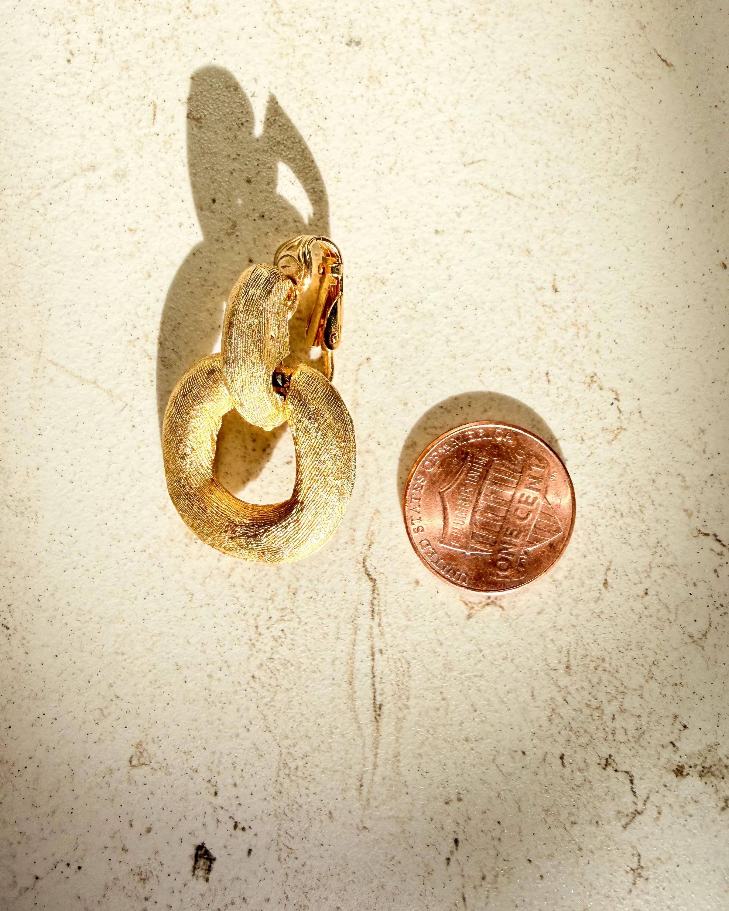 Vintage Gold dangle Clip On Earrings sold by Care Tucker product image thumbnail 2