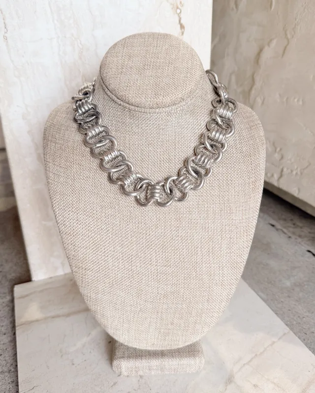 Vintage Signed Silver Thick link necklace sold by Care Tucker