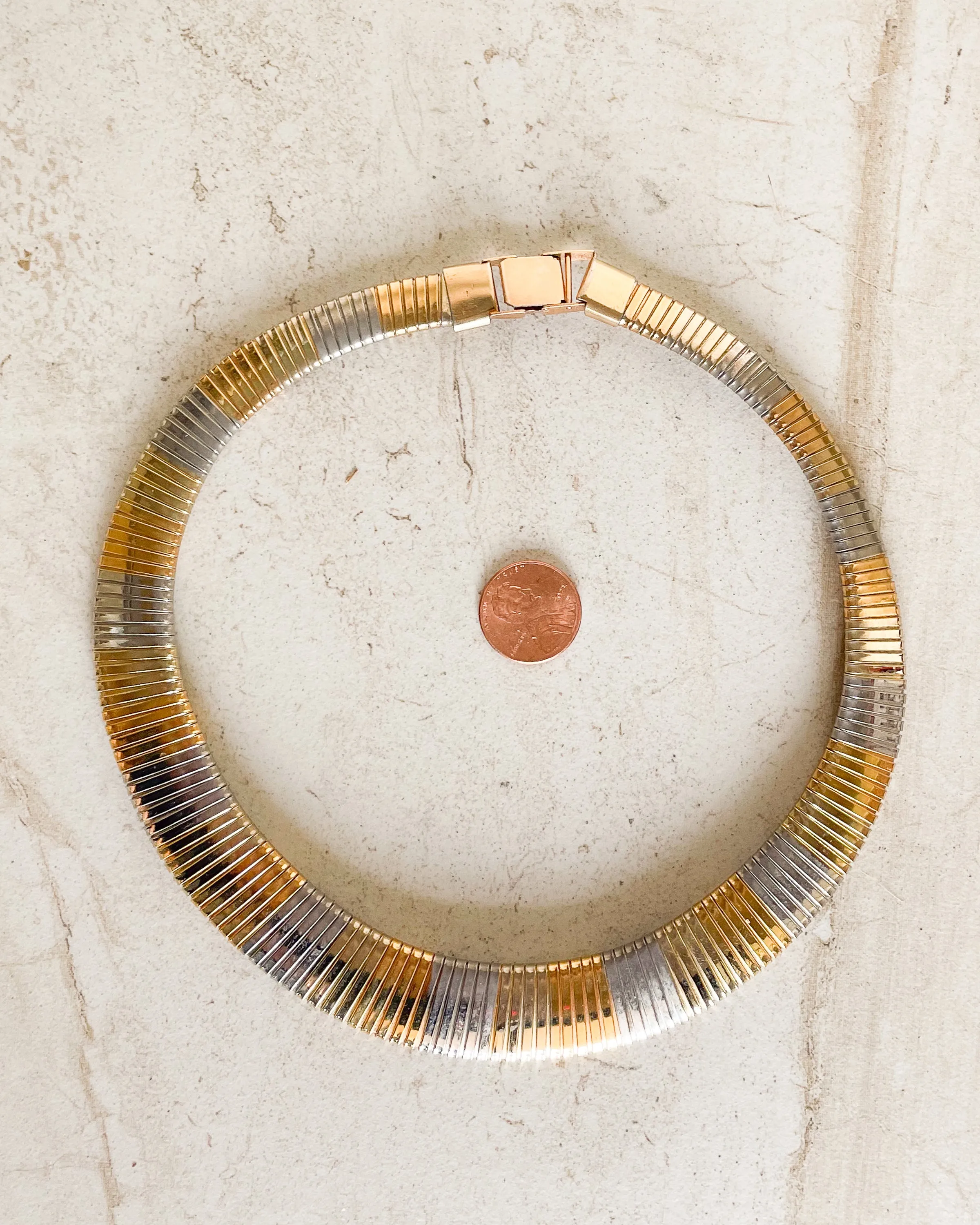 Vintage Egyptian Revival Two Tone Omega Chain Necklace sold by Care Tucker product image thumbnail 2