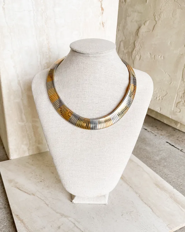 Vintage Egyptian Revival Two Tone Omega Chain Necklace made by Care Tucker