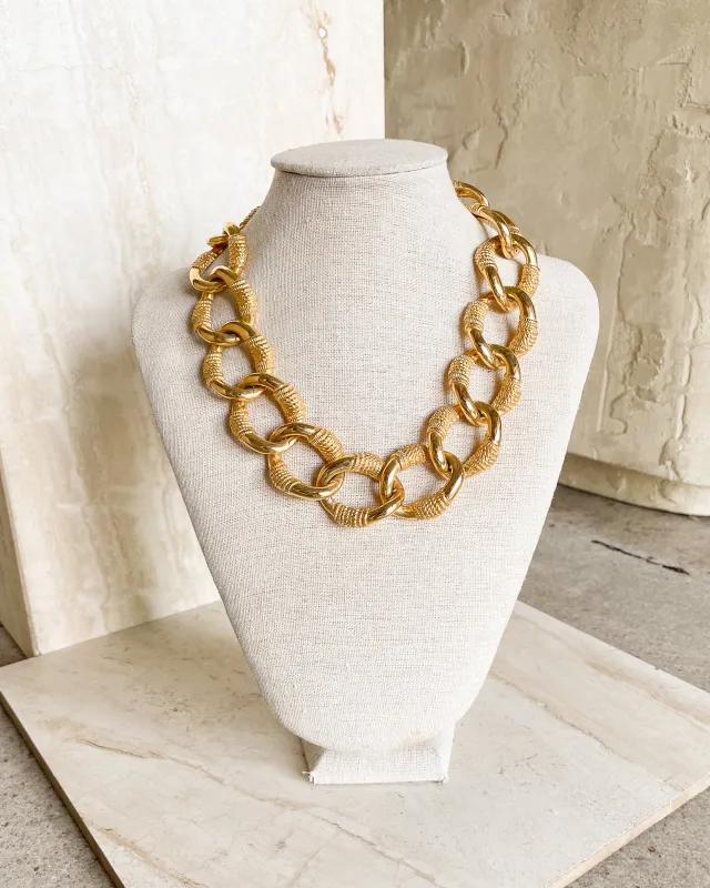 Vintage Signed Gold Plated Rope Link Necklace sold by Care Tucker