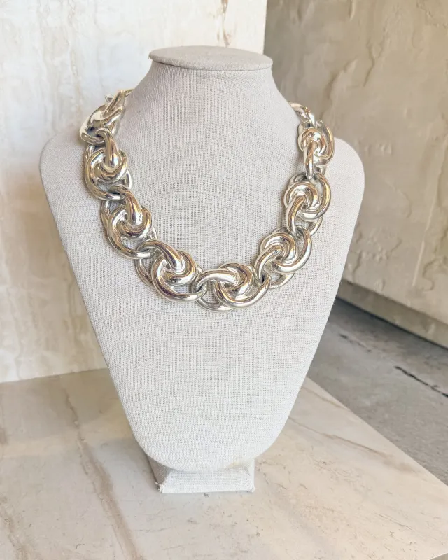 Vintage Signed chunky silver Necklace sold by Care Tucker