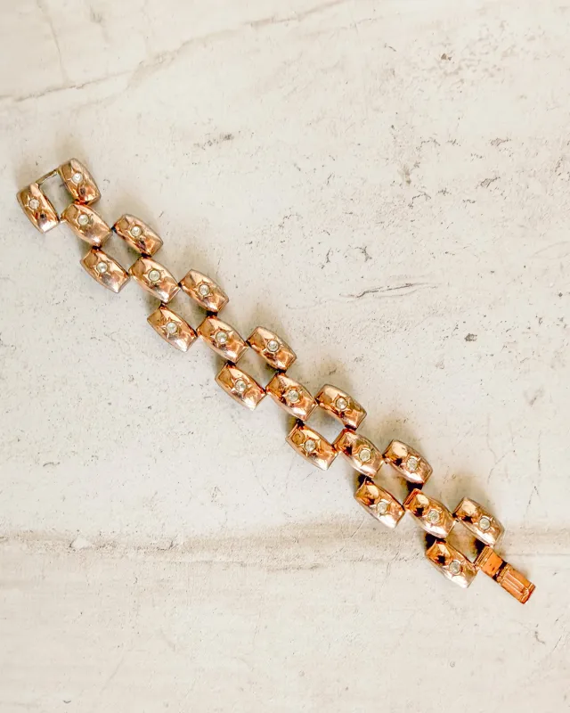 VINTAGE 1940'S PUFFY GOLD TONE Bracelet made by Care Tucker