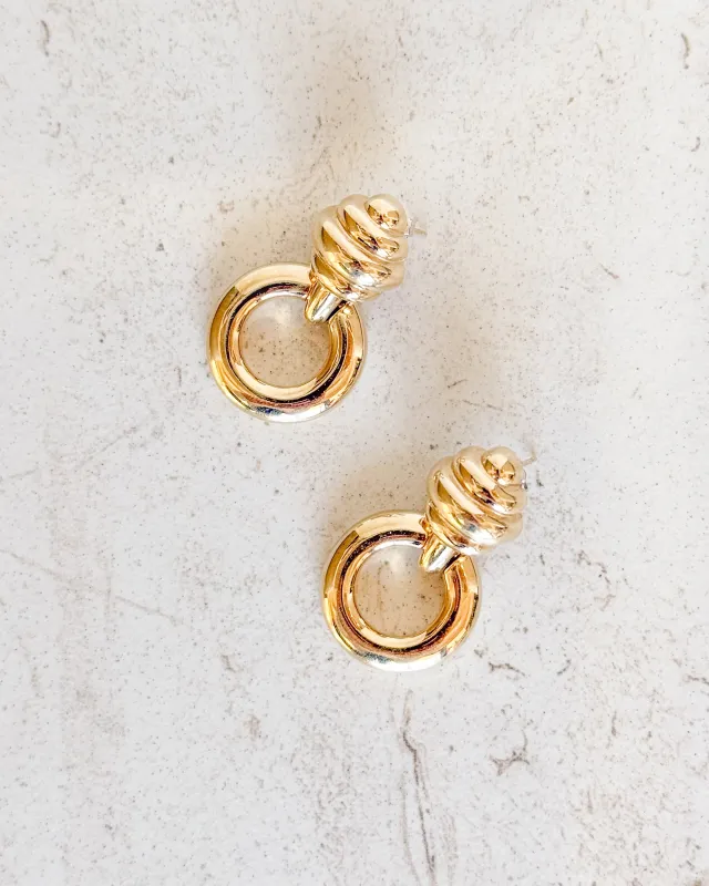 Vintage Signed Gold Tone Door Knocker Earrings sold by Care Tucker