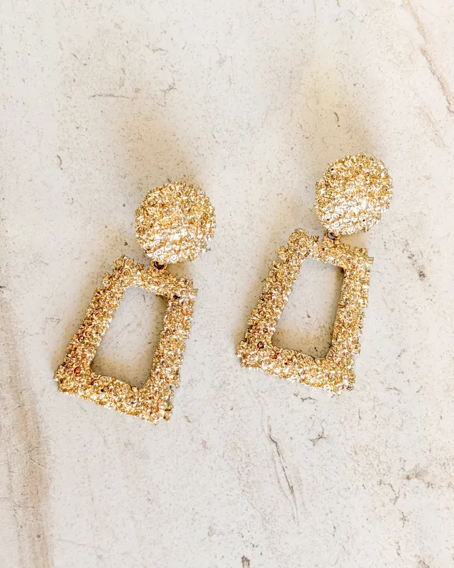 Vintage Gold Geometric Statement Drop Earrings made by Care Tucker