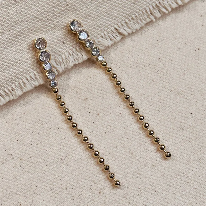 18k Gold Filled Cz and Beads Gradient Drop Earrings sold by Care Tucker