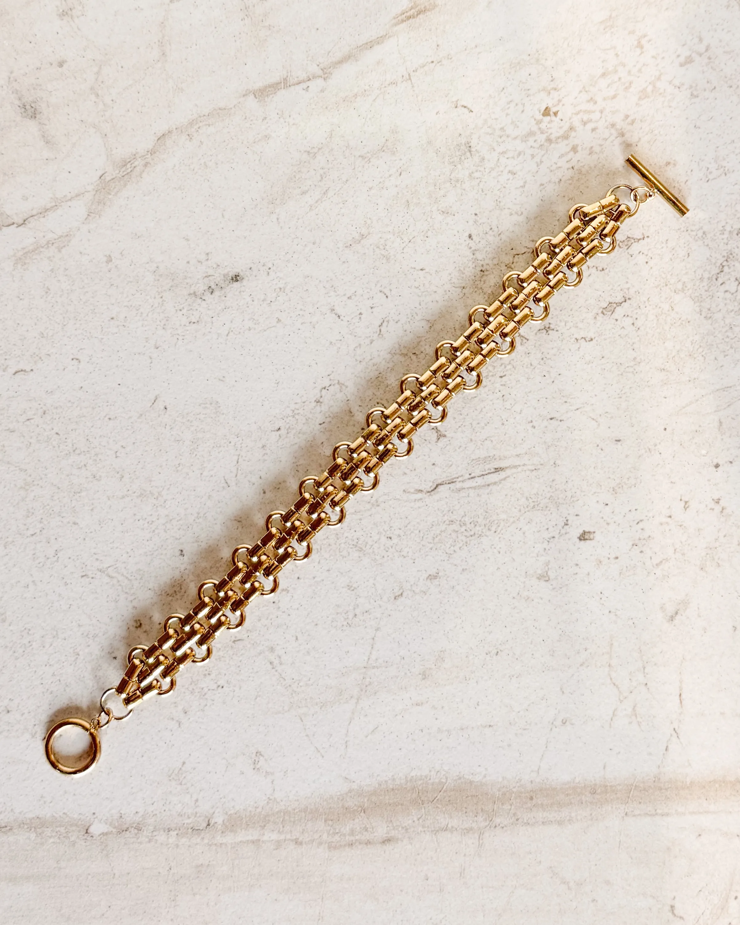 Thick Gold Interlocking Chain Bracelet sold by Care Tucker product image thumbnail 2