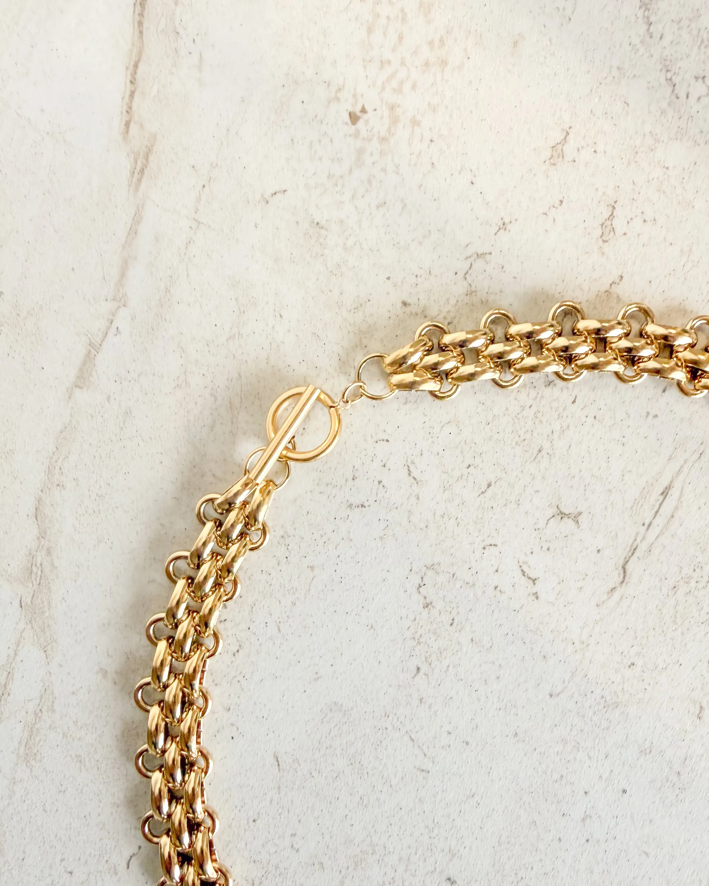 Thick Gold Interlocking Chain Necklace sold by Care Tucker product image thumbnail 2