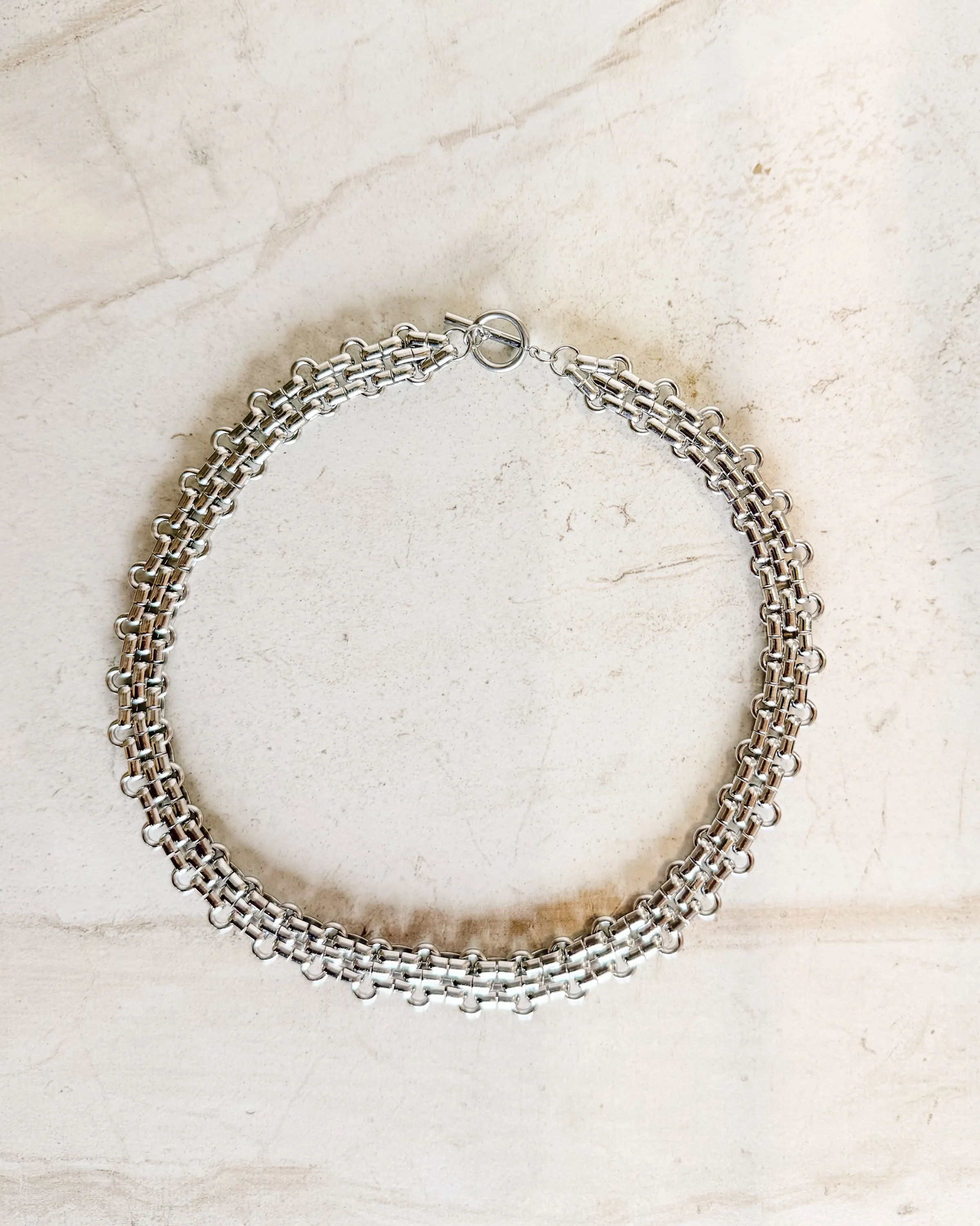 Thick Gold Interlocking Chain Necklace sold by Care Tucker product image thumbnail 3