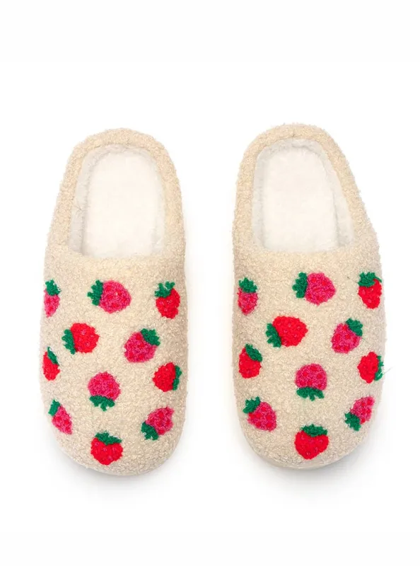 Slippers - Red Strawberries - Cream made by Care Tucker