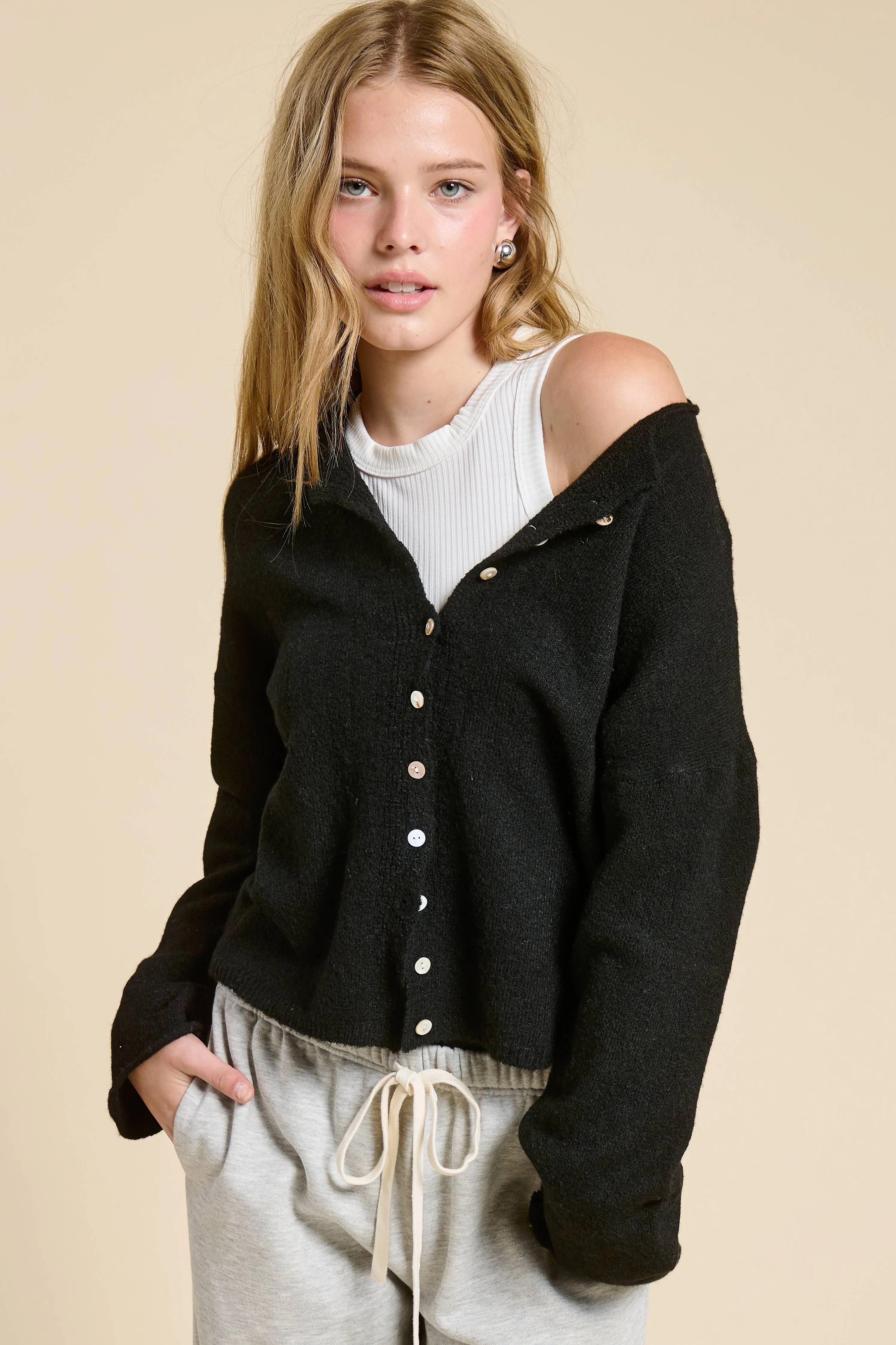 Sunday Button Down Cardigan Top sold by Care Tucker