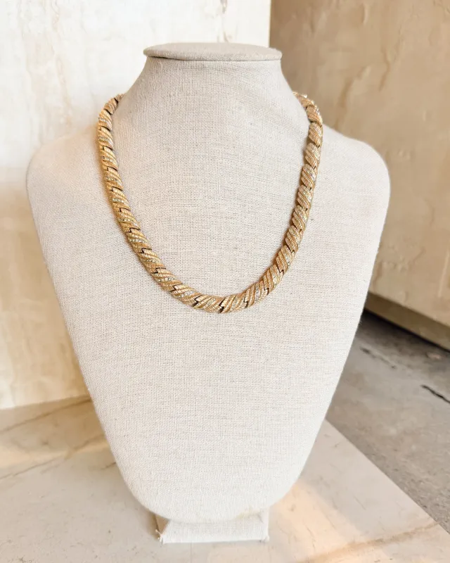 Vintage Signed Woven Gold Collar Necklace sold by Care Tucker