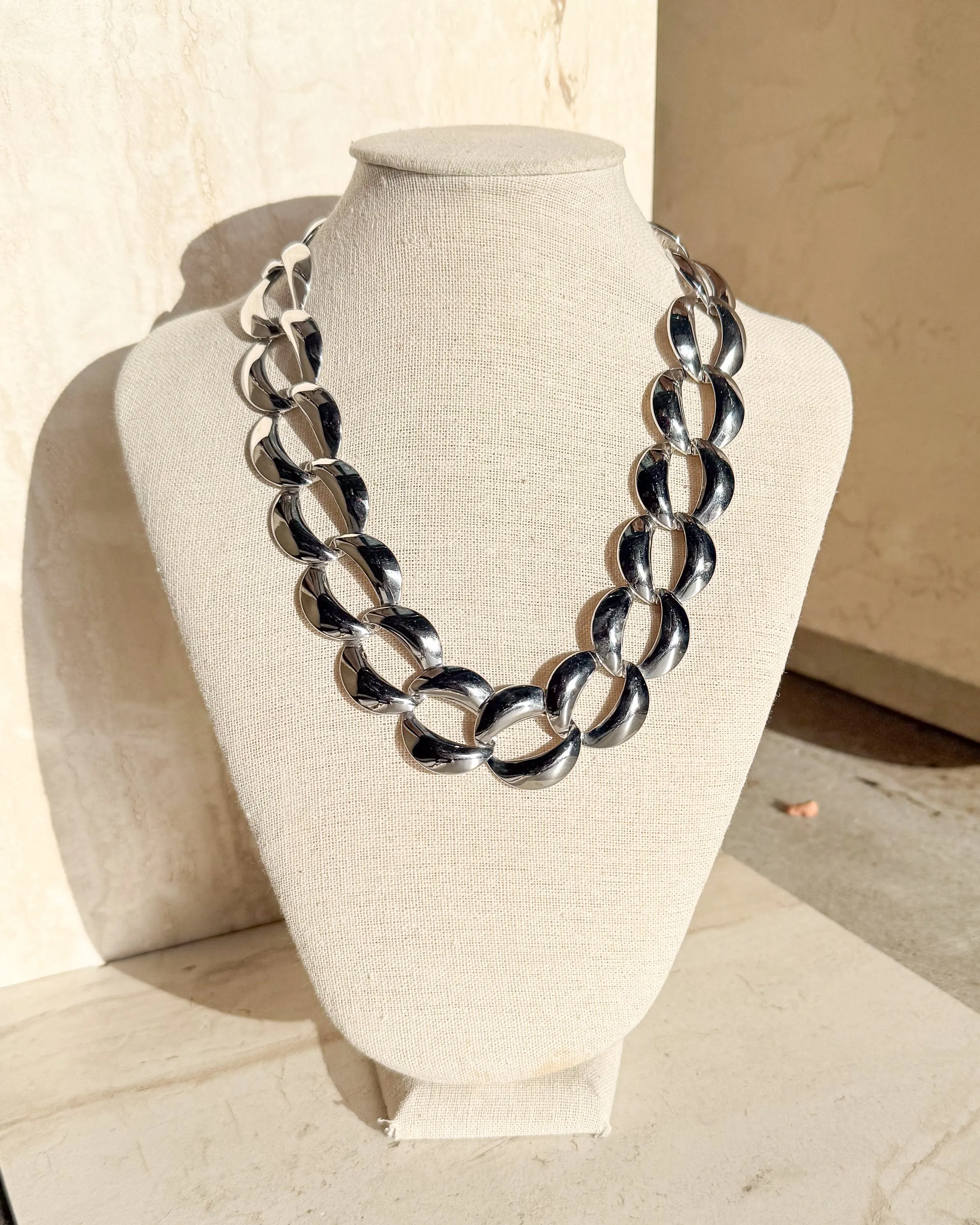 Vintage Chucky Sliver Tone Link Chain Necklace sold by Care Tucker