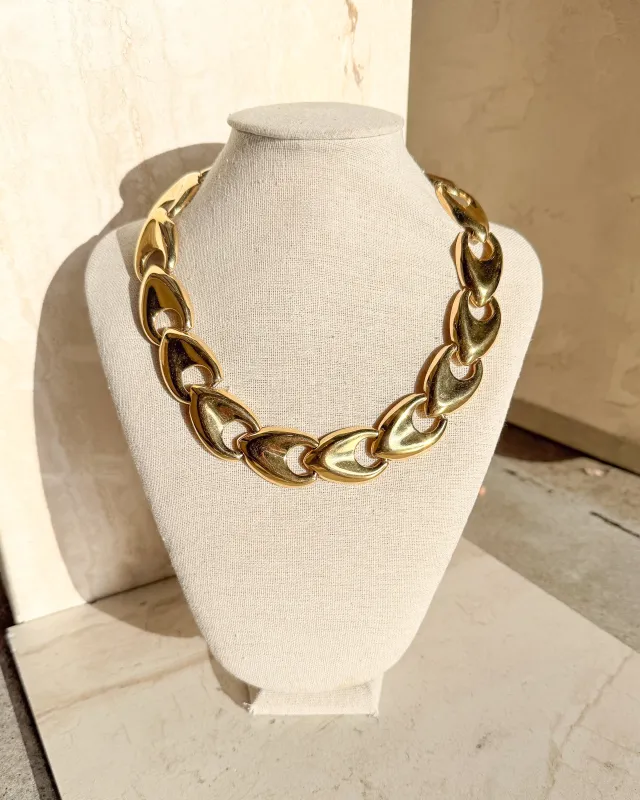 Vintage Signed Chunky Gold Tone Link Necklace sold by Care Tucker