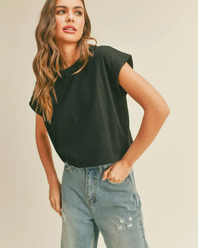 Dylan NECK CUFFED SLEEVE TOP sold by Care Tucker