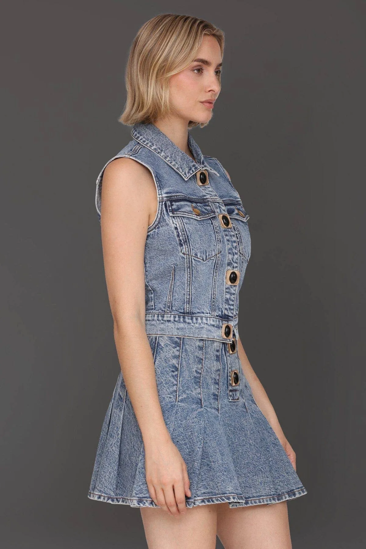Novelty Button Denim Vest Top sold by Care Tucker product image thumbnail 5