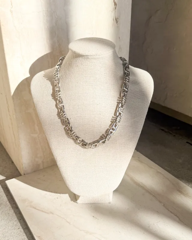 Vintage Signed Chunky silver U-link chain necklace sold by Care Tucker