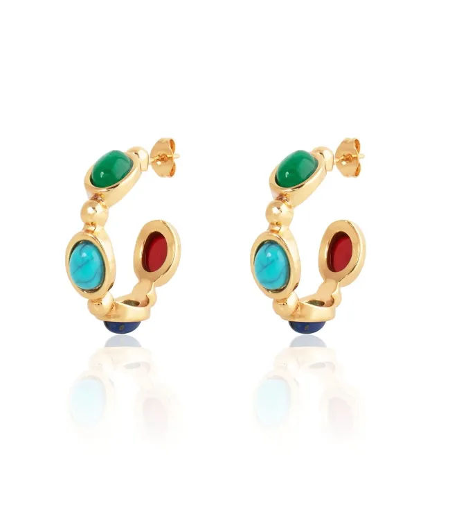 GEMSTONE GOLD PLATED STUD EARRINGS sold by Care Tucker