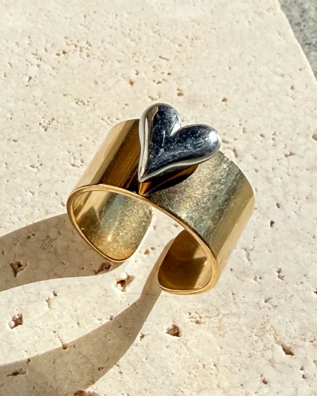 Two Tones Heart Detail Ring sold by Care Tucker