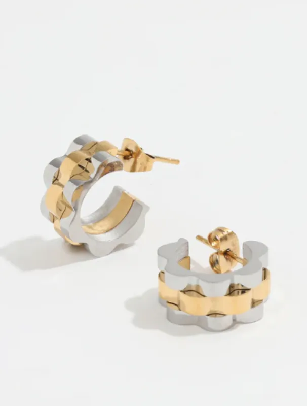 Chunky watch Band Two Tone Earrings made by Care Tucker