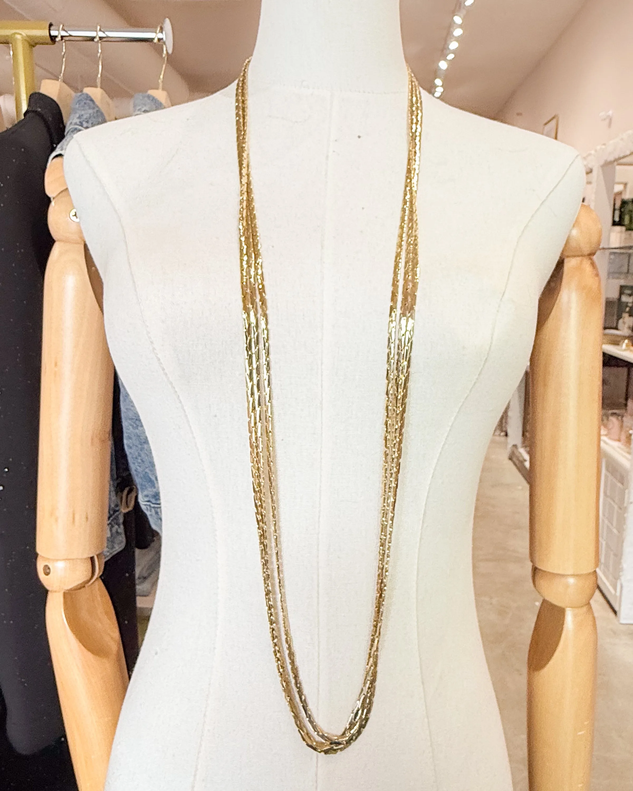 Vintage Signed Gold tone 3 Chain Necklace sold by Care Tucker product image thumbnail 5