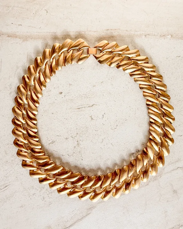 Vintage Gold Plated Thick Woven Chain Necklace sold by Care Tucker