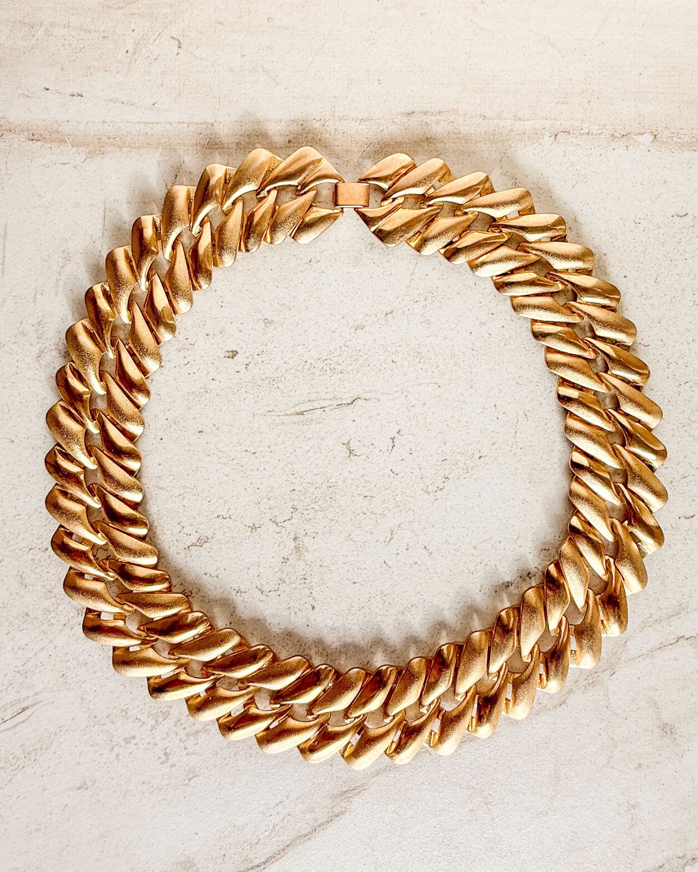 Vintage Gold Plated Thick Woven Chain Necklace sold by Care Tucker