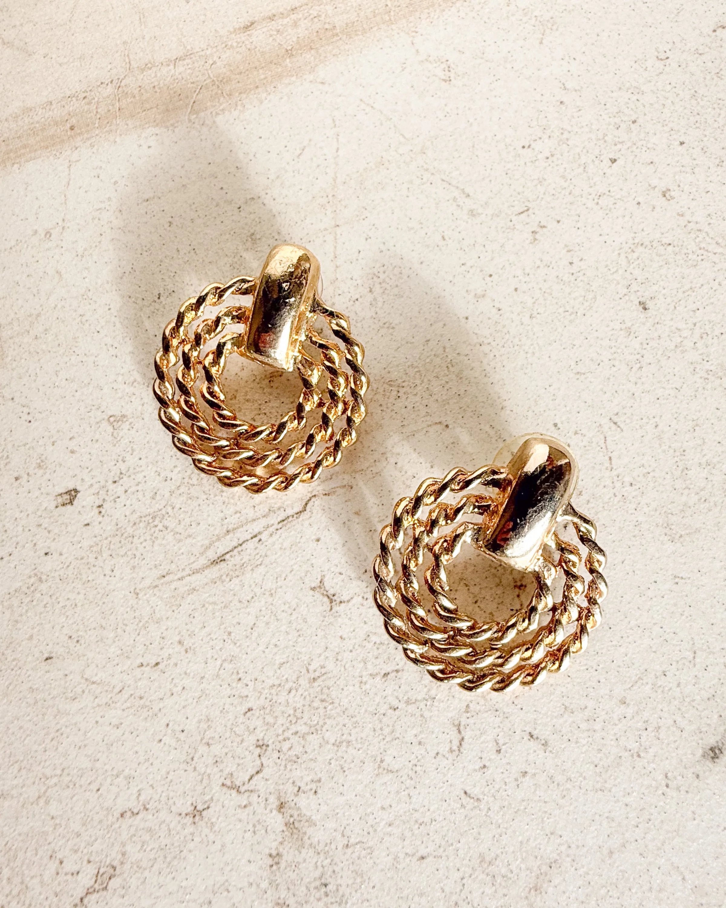 Vintage Gold Plated Tri Circle Earrings sold by Care Tucker