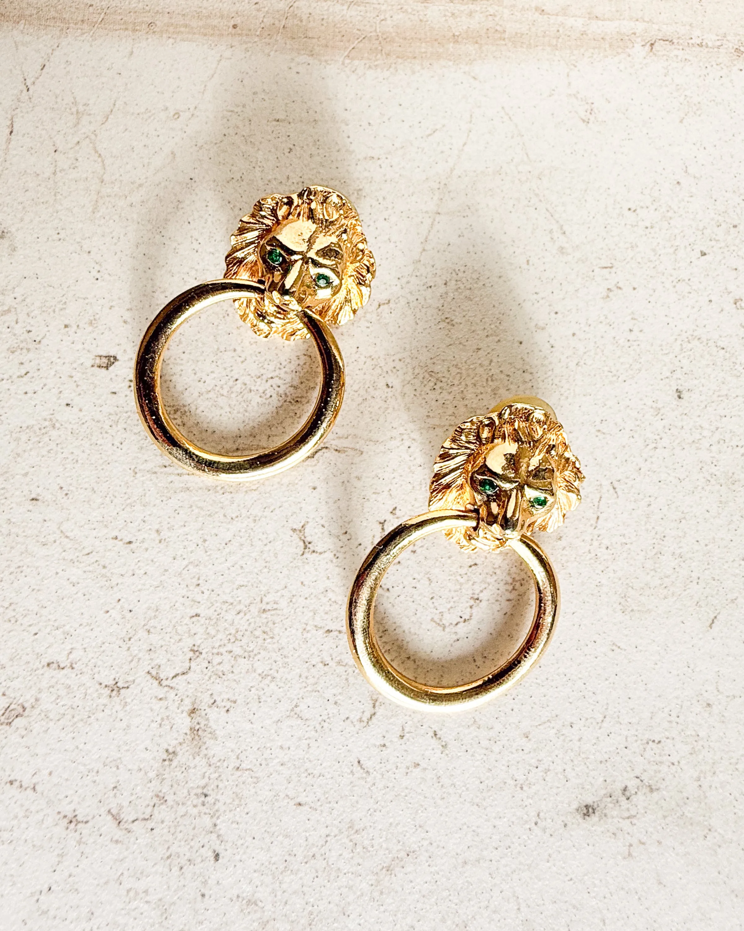 Vintage Lion Head Door Knocker Hoop Earrings sold by Care Tucker