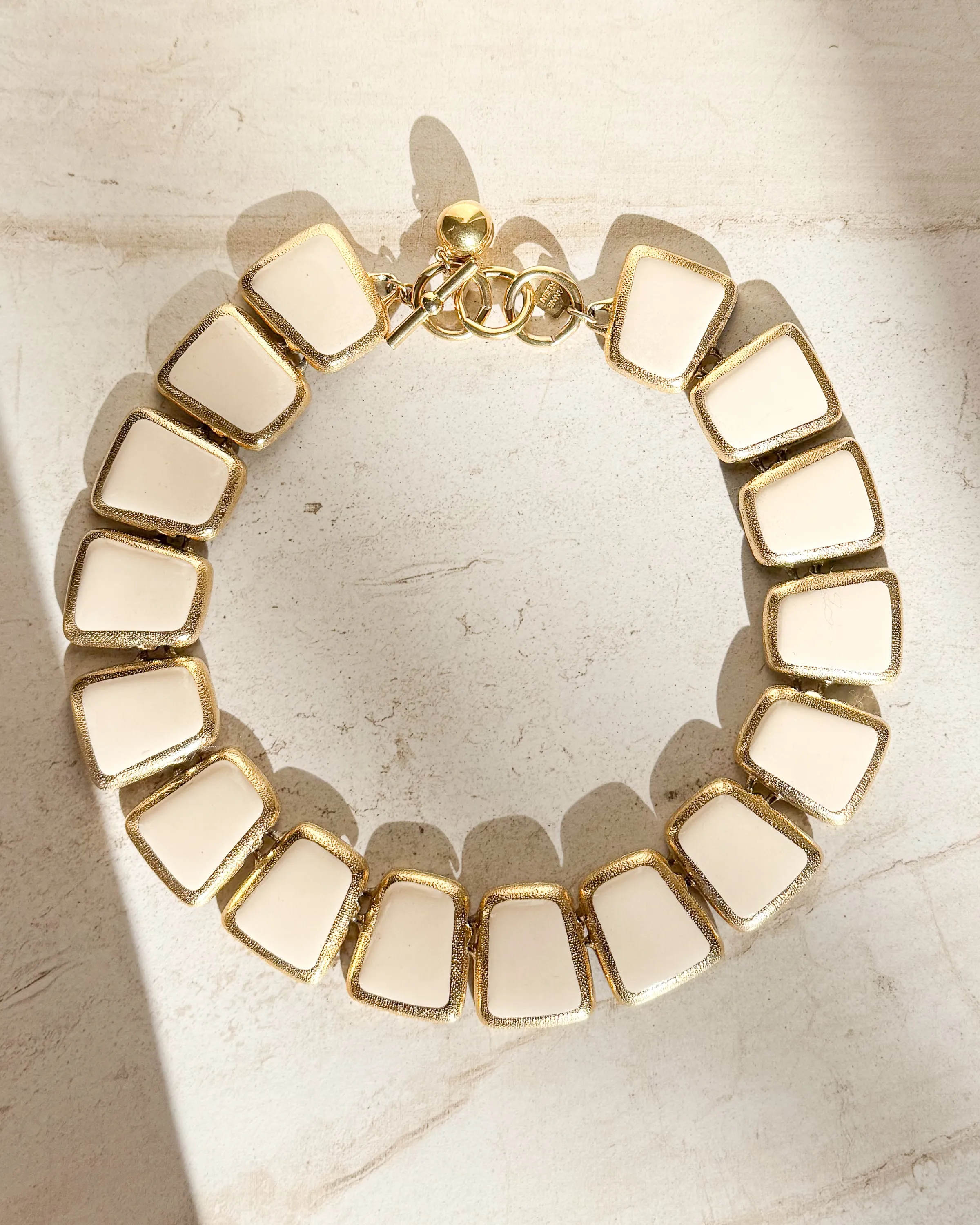 Vintage Designer gold tone and Ivory enamel wedge Necklace sold by Care Tucker product image thumbnail 3