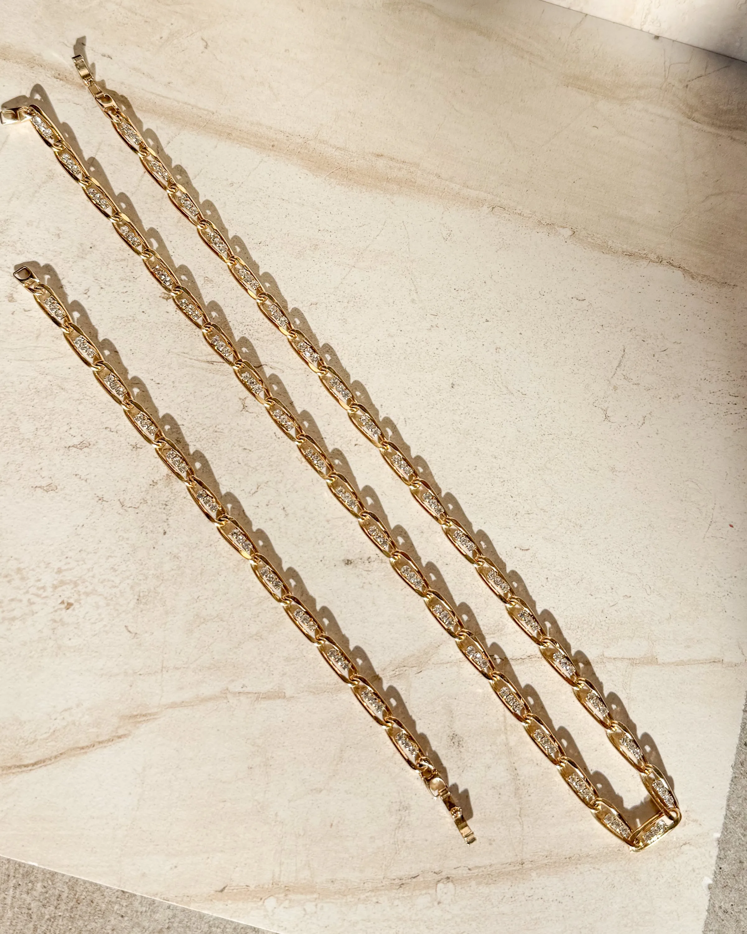 Vintage Gold Tone 3 Crystal Link Necklace - Bracelet sold by Care Tucker product image thumbnail 2