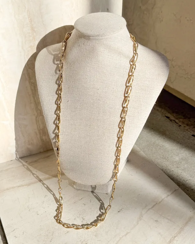 Vintage Gold Tone 3 Crystal Link Necklace - Bracelet sold by Care Tucker