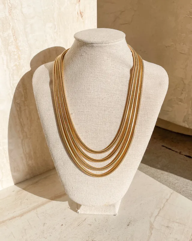 Vintage 4 Thick Strand Snake Gold Chain Necklace sold by Care Tucker