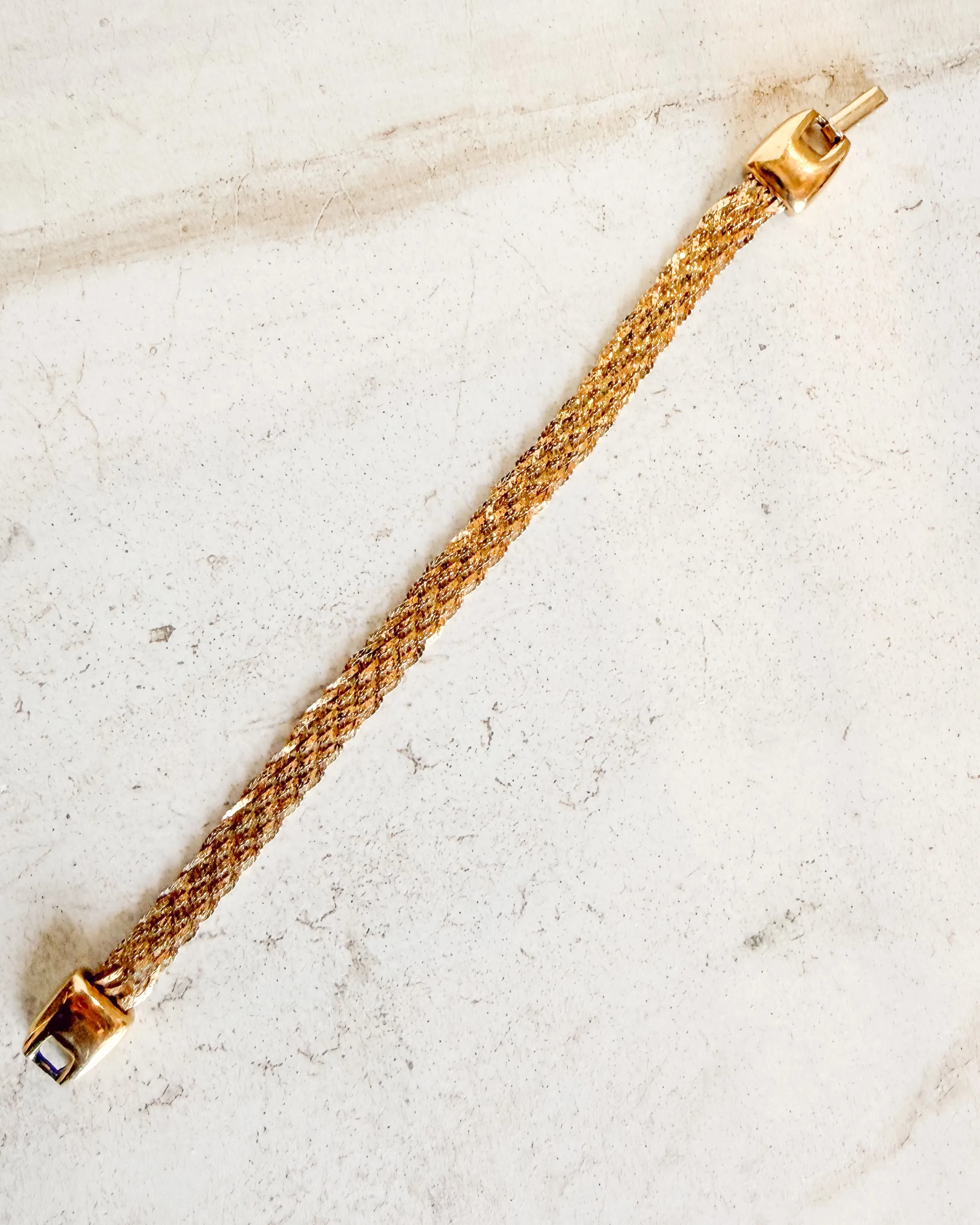 Vintage woven Gold Tone Bracelet sold by Care Tucker
