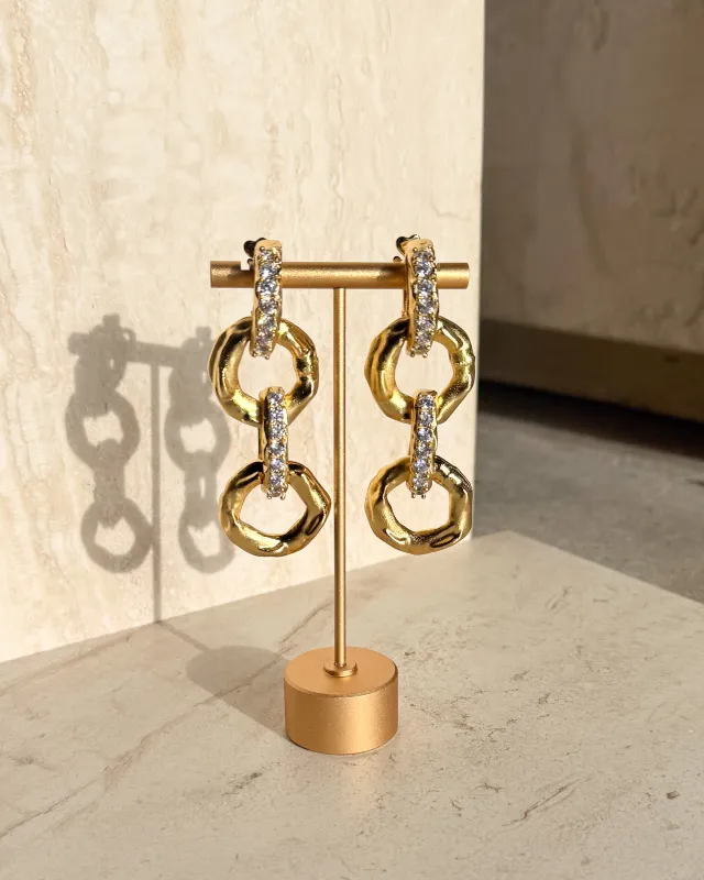 Vintage Matte gold Abstract Link drop earrings sold by Care Tucker