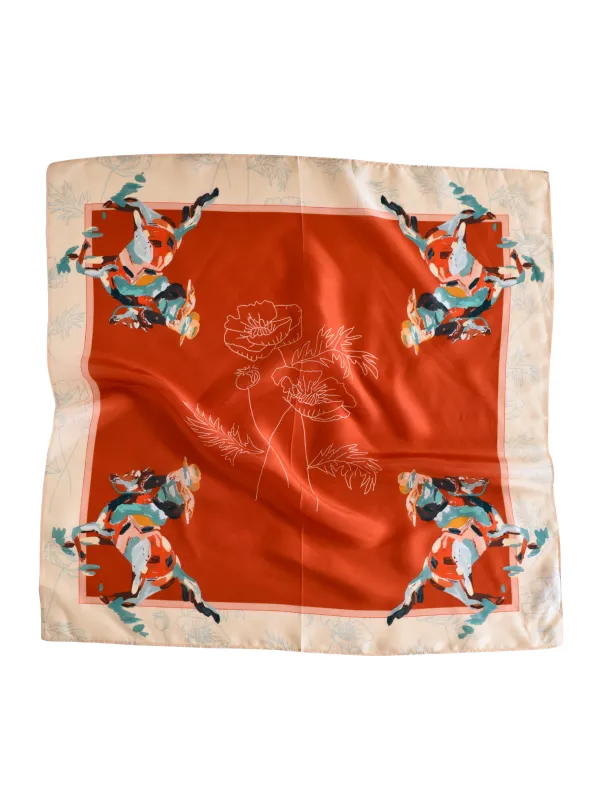 Poppy Cowgirl: Western Scarf Bandana Silk Tencel Wild Rag made by Care Tucker