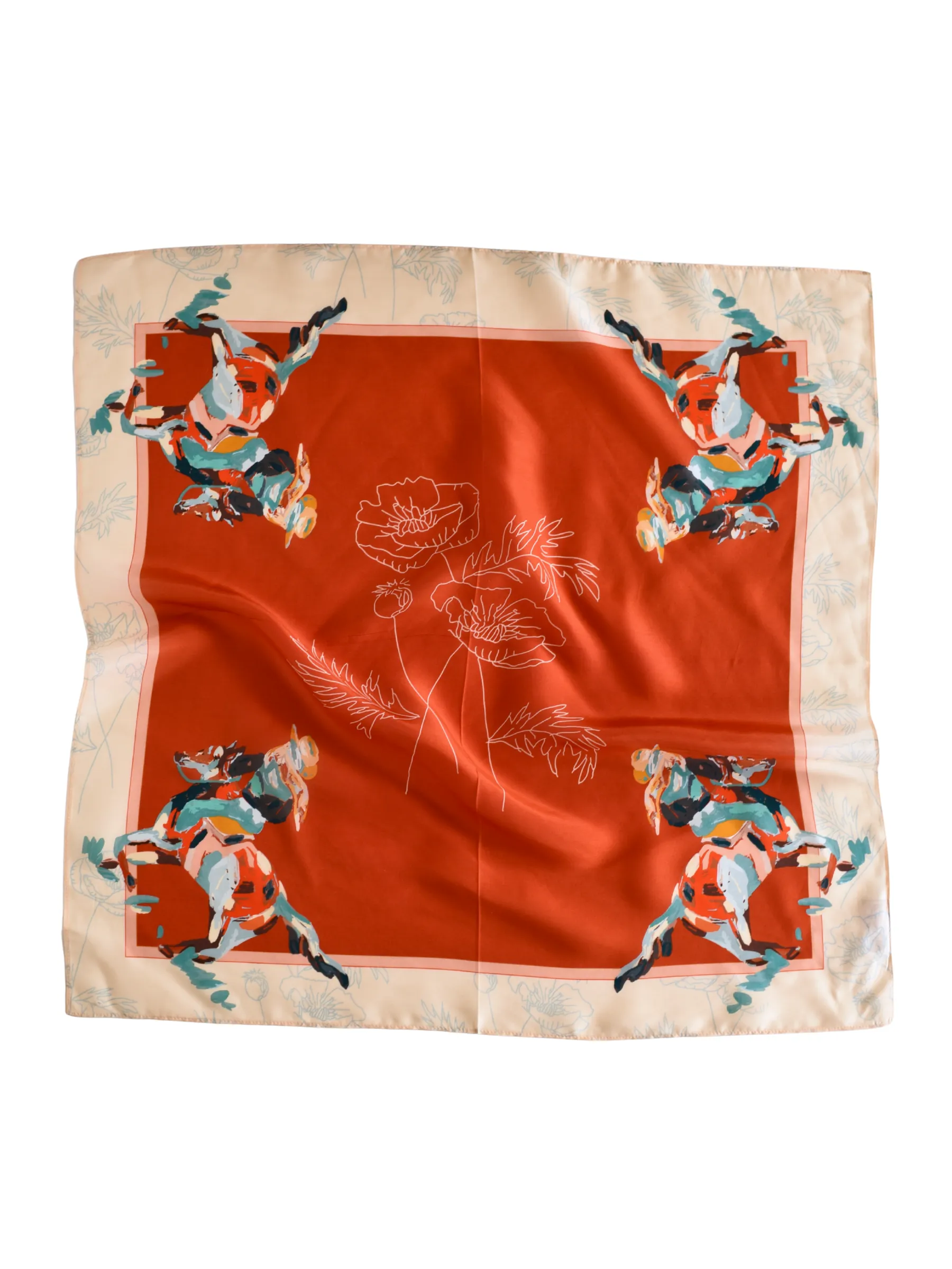 Poppy Cowgirl: Western Scarf Bandana Silk Tencel Wild Rag sold by Care Tucker