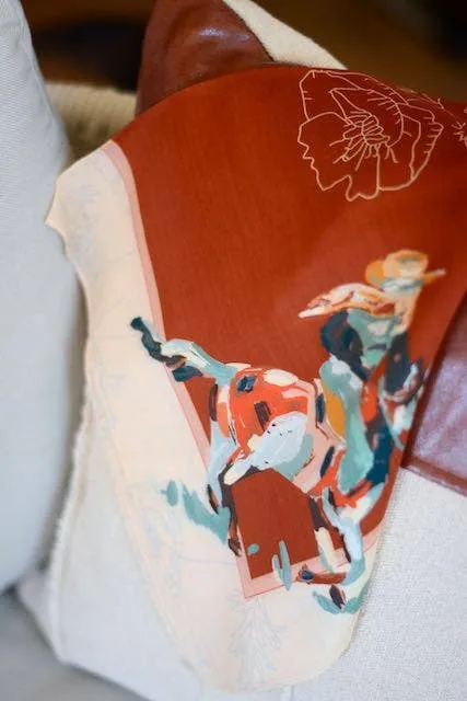 Poppy Cowgirl: Western Scarf Bandana Silk Tencel Wild Rag sold by Care Tucker product image thumbnail 4