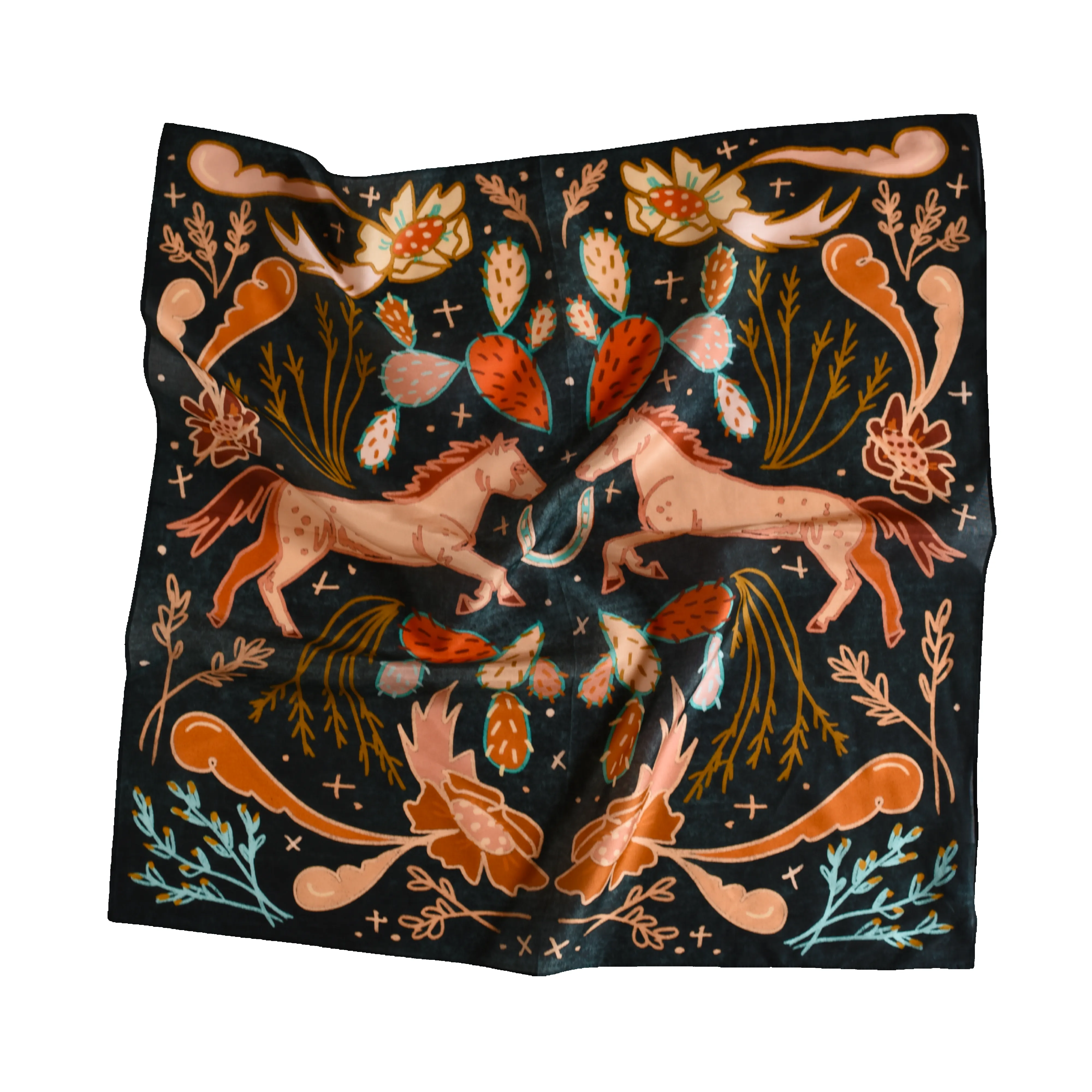 Wild Horse Prairies in Denim Cowgirl Wild Rag: Western Scarf Bandana Silk Tencel Wild Rag sold by Care Tucker product image thumbnail 3
