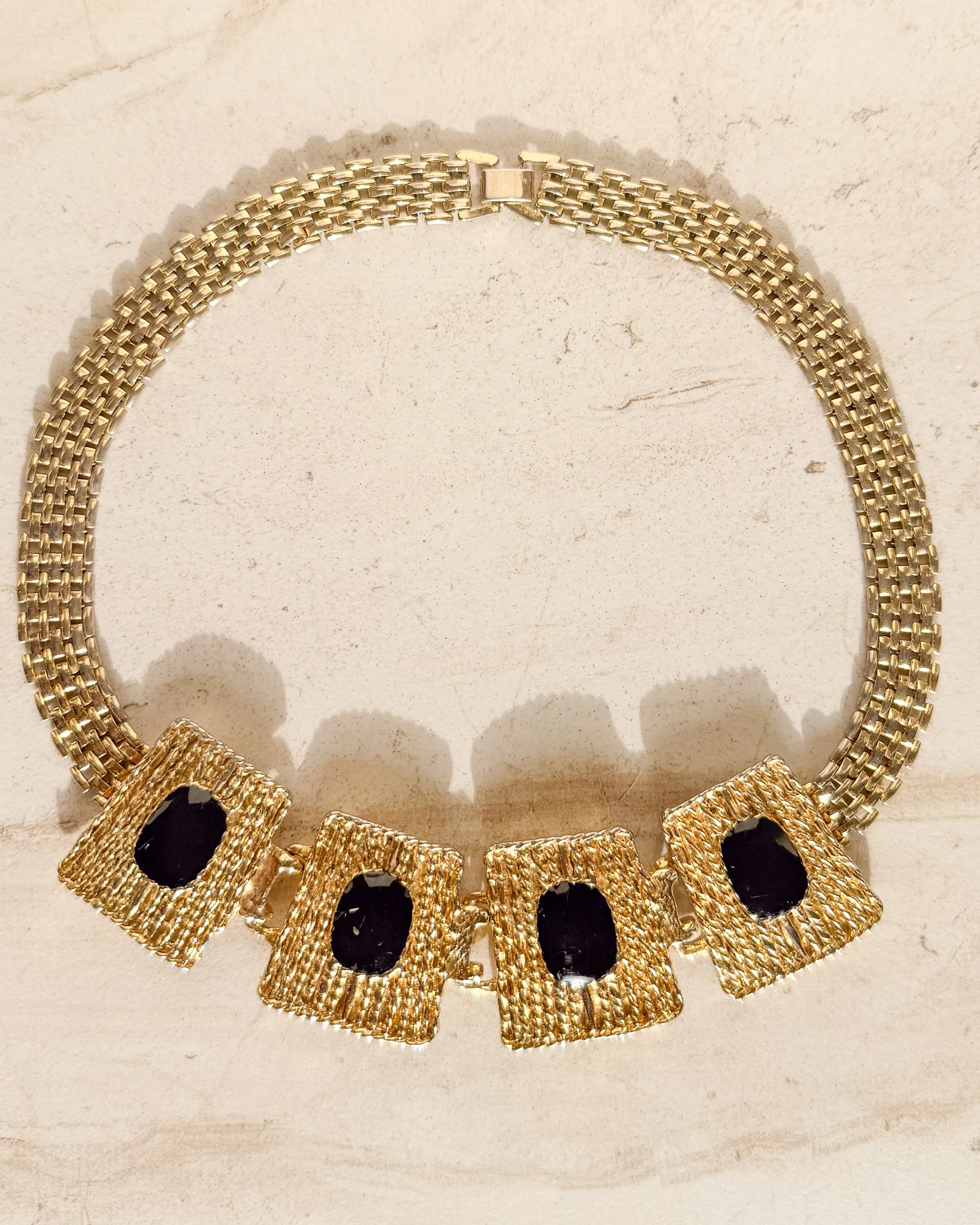 Vintage Gold-tone Black Enamel Chain Link Necklace sold by Care Tucker product image thumbnail 2