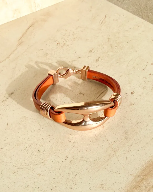 Vintage Bronzo Italia Leather Link Bracelet sold by Care Tucker