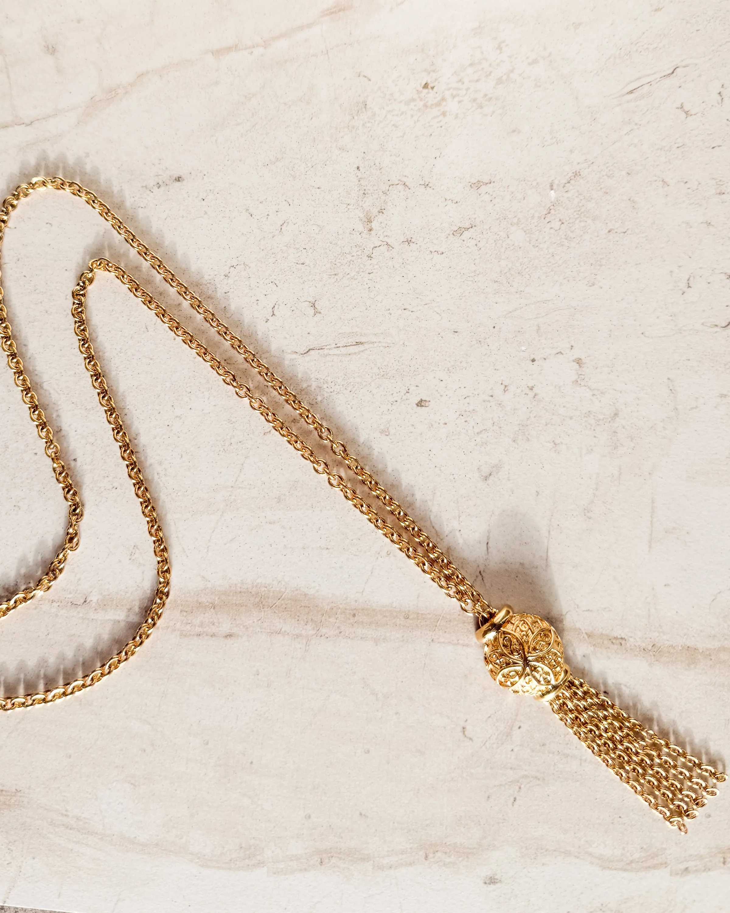 Vintage Signed gold-tone tassel Necklace sold by Care Tucker product image thumbnail 2