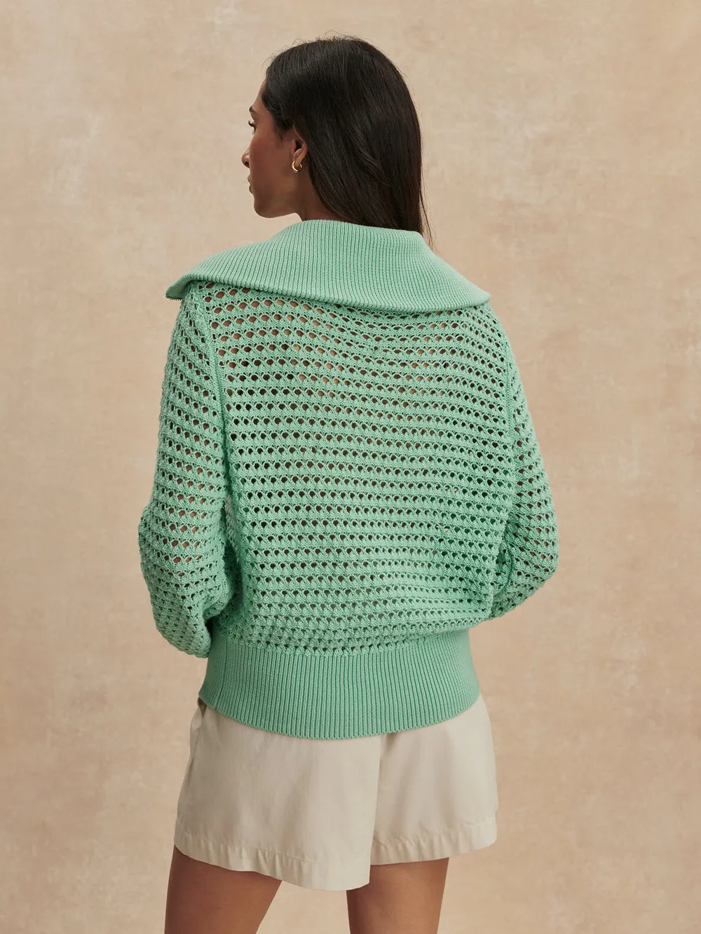 Eloise Full Zip Knit Sweater Dusty Jade Green sold by Care Tucker product image thumbnail 5