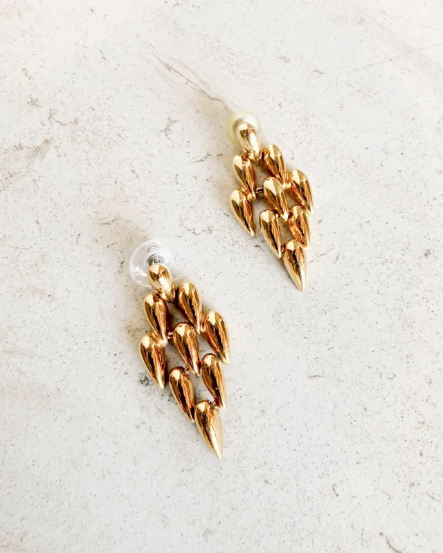 Vintage Gold Tone Diamond Shape Link Earrings sold by Care Tucker