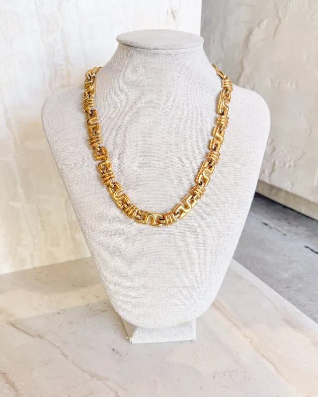 Vintage Signed Chunky Gold U-link chain necklace sold by Care Tucker
