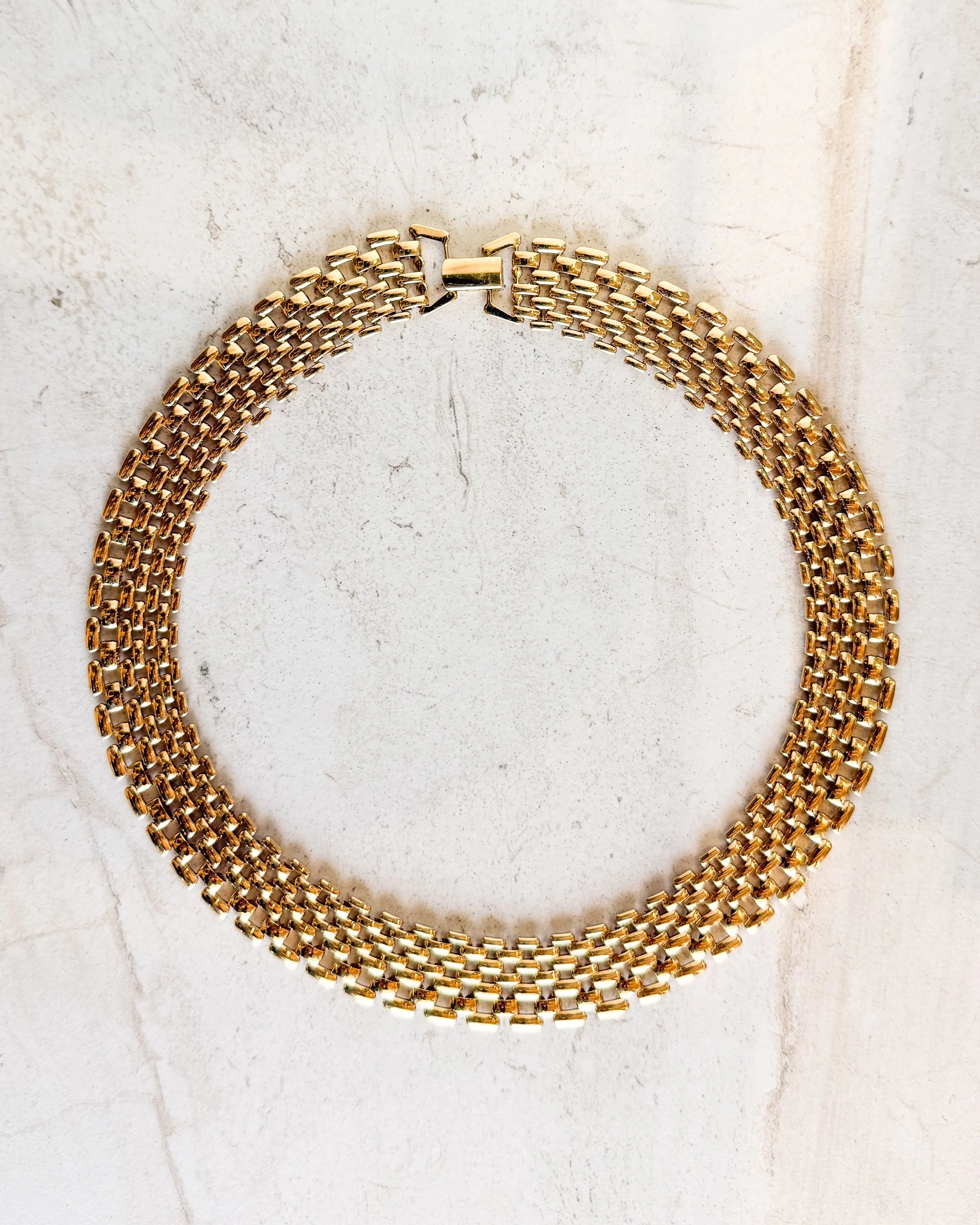 Vintage Signed Gold Thick Watch Band Chain Statement Necklace sold by Care Tucker product image thumbnail 2