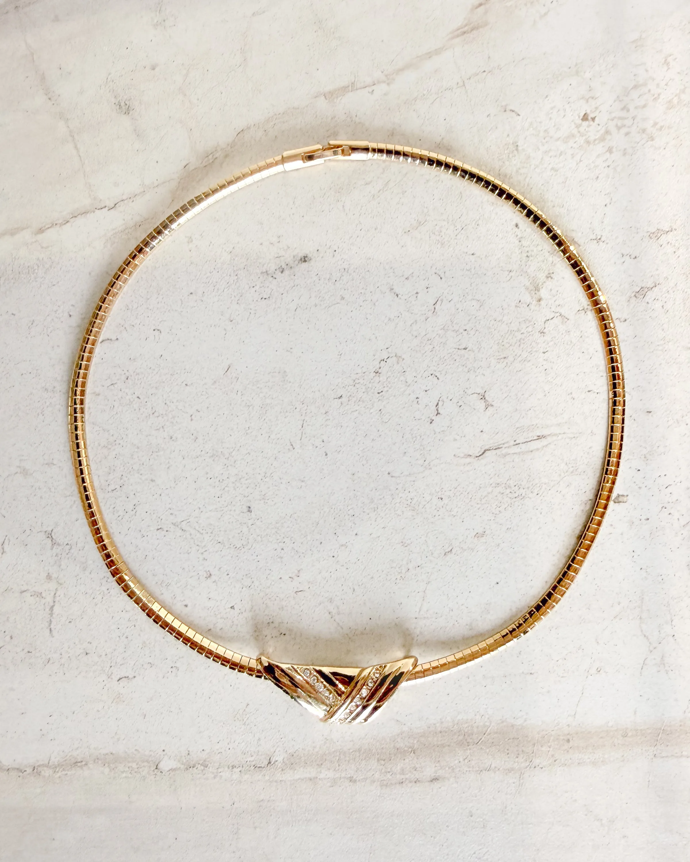 Vintage Gold Plated Snake link rhinestone pendant Necklace sold by Care Tucker product image thumbnail 2